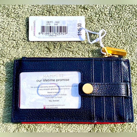 New Hammitt Black Leather 219 West Card Wallet Burnished Gold HW - Picture 5 of 5